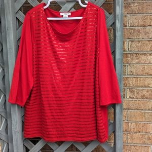 Liz Claiborne Red Sequin 3/4th sleeve top
